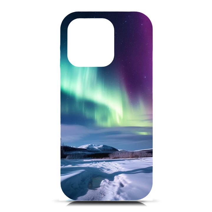 Northern Lights Aurora Night Nature iPhone 16 Pro Black UV Print PC Hardshell Case