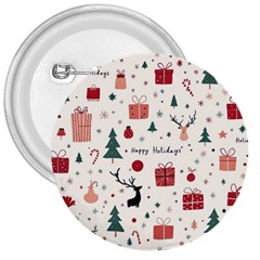 Happy Holiday Xmas Christmas Pattern 3  Buttons by Paksenen