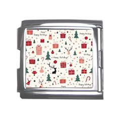 Happy Holiday Xmas Christmas Pattern Mega Link Italian Charm (18mm) by Paksenen