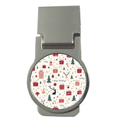 Happy Holiday Xmas Christmas Pattern Money Clips (round) 