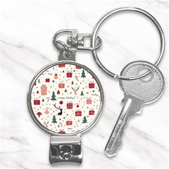 Happy Holiday Xmas Christmas Pattern Nail Clippers Key Chain by Paksenen