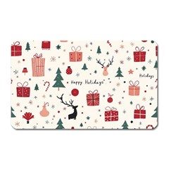 Happy Holiday Xmas Christmas Pattern Magnet (rectangular)