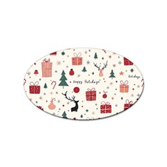 Happy Holiday Xmas Christmas Pattern Sticker Oval (10 Pack) by Paksenen