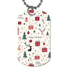 Happy Holiday Xmas Christmas Pattern Dog Tag (two Sides)