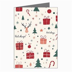 Happy Holiday Xmas Christmas Pattern Greeting Cards (pkg Of 8) by Paksenen