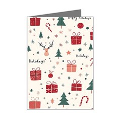 Happy Holiday Xmas Christmas Pattern Mini Greeting Card