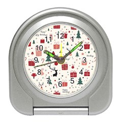 Happy Holiday Xmas Christmas Pattern Travel Alarm Clock