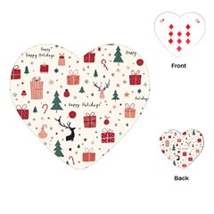 Happy Holiday Xmas Christmas Pattern Playing Cards Single Design (heart) by Paksenen