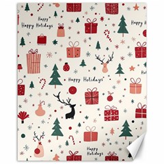 Happy Holiday Xmas Christmas Pattern Canvas 16  X 20  by Paksenen