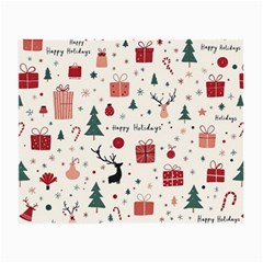 Happy Holiday Xmas Christmas Pattern Small Glasses Cloth (2 Sides)