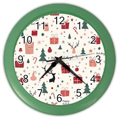 Happy Holiday Xmas Christmas Pattern Color Wall Clock