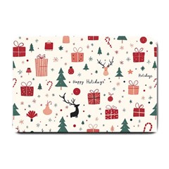 Happy Holiday Xmas Christmas Pattern Small Doormat