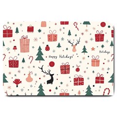 Happy Holiday Xmas Christmas Pattern Large Doormat