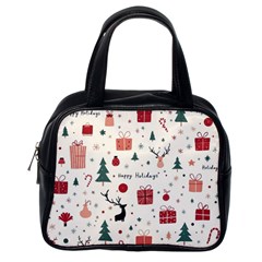 Happy Holiday Xmas Christmas Pattern Classic Handbag (one Side) by Paksenen