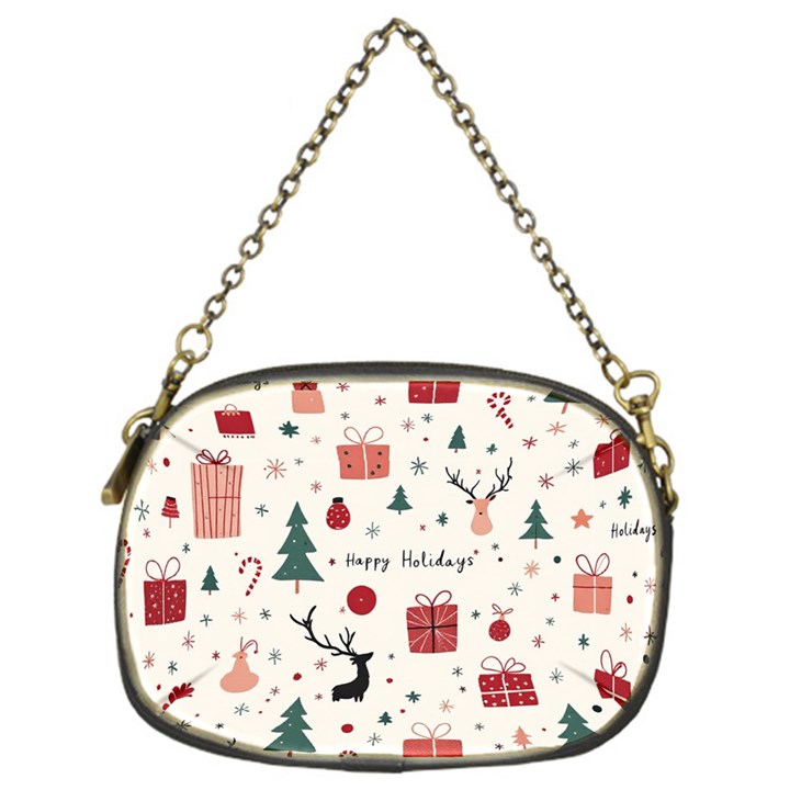 Happy Holiday Xmas Christmas Pattern Chain Purse (One Side)