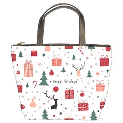 Happy Holiday Xmas Christmas Pattern Bucket Bag