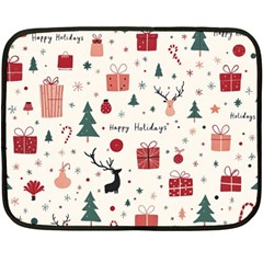 Happy Holiday Xmas Christmas Pattern Fleece Blanket (mini) by Paksenen