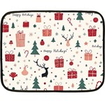 Happy Holiday Xmas Christmas Pattern Two Sides Fleece Blanket (Mini) 35 x27  Blanket Front