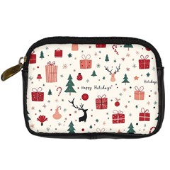 Happy Holiday Xmas Christmas Pattern Digital Camera Leather Case