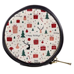 Happy Holiday Xmas Christmas Pattern Mini Makeup Bag by Paksenen