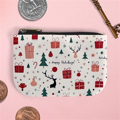 Happy Holiday Xmas Christmas Pattern Mini Coin Purse by Paksenen