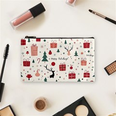 Happy Holiday Xmas Christmas Pattern Cosmetic Bag (small)