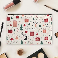 Happy Holiday Xmas Christmas Pattern Cosmetic Bag (large)