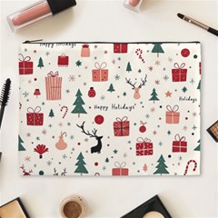 Happy Holiday Xmas Christmas Pattern Cosmetic Bag (xl)