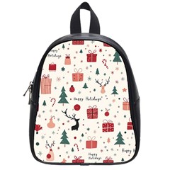 Happy Holiday Xmas Christmas Pattern School Bag (small)