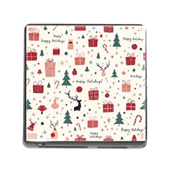 Happy Holiday Xmas Christmas Pattern Memory Card Reader (square 5 Slot)