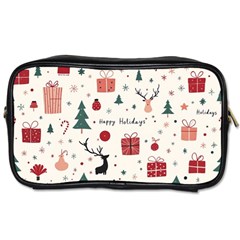 Happy Holiday Xmas Christmas Pattern Toiletries Bag (two Sides)