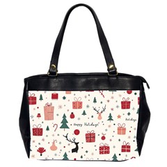 Happy Holiday Xmas Christmas Pattern Oversize Office Handbag (2 Sides) by Paksenen