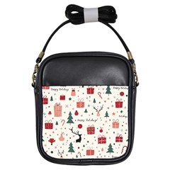 Happy Holiday Xmas Christmas Pattern Girls Sling Bag