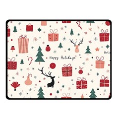 Happy Holiday Xmas Christmas Pattern Fleece Blanket (small)