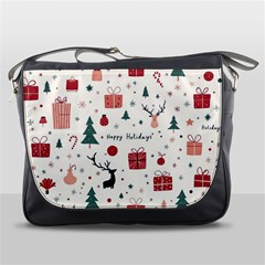 Happy Holiday Xmas Christmas Pattern Messenger Bag by Paksenen