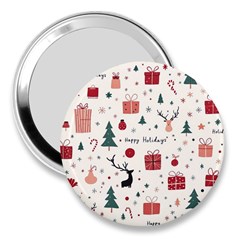 Happy Holiday Xmas Christmas Pattern 3  Handbag Mirrors by Paksenen