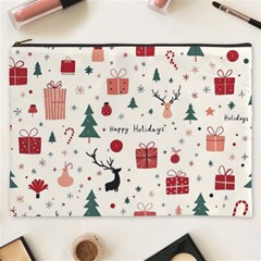 Happy Holiday Xmas Christmas Pattern Cosmetic Bag (xxxl)