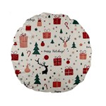 Happy Holiday Xmas Christmas Pattern Standard 15  Premium Round Cushions Back