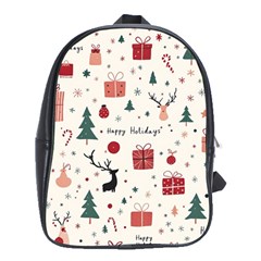 Happy Holiday Xmas Christmas Pattern School Bag (xl)