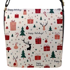 Happy Holiday Xmas Christmas Pattern Flap Closure Messenger Bag (s) by Paksenen