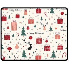 Happy Holiday Xmas Christmas Pattern Two Sides Fleece Blanket (medium)