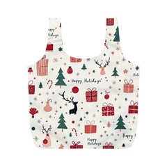 Happy Holiday Xmas Christmas Pattern Full Print Recycle Bag (m)