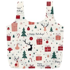 Happy Holiday Xmas Christmas Pattern Full Print Recycle Bag (xl) by Paksenen