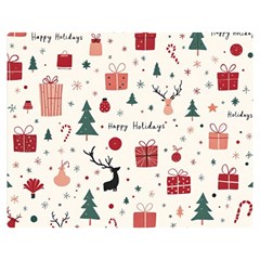 Happy Holiday Xmas Christmas Pattern Two Sides Premium Plush Fleece Blanket (teen Size) by Paksenen