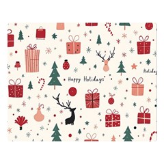 Happy Holiday Xmas Christmas Pattern Two Sides Premium Plush Fleece Blanket (large)