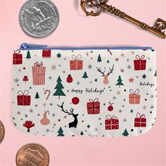 Happy Holiday Xmas Christmas Pattern Large Coin Purse by Paksenen