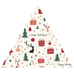 Happy Holiday Xmas Christmas Pattern Wooden Puzzle Triangle