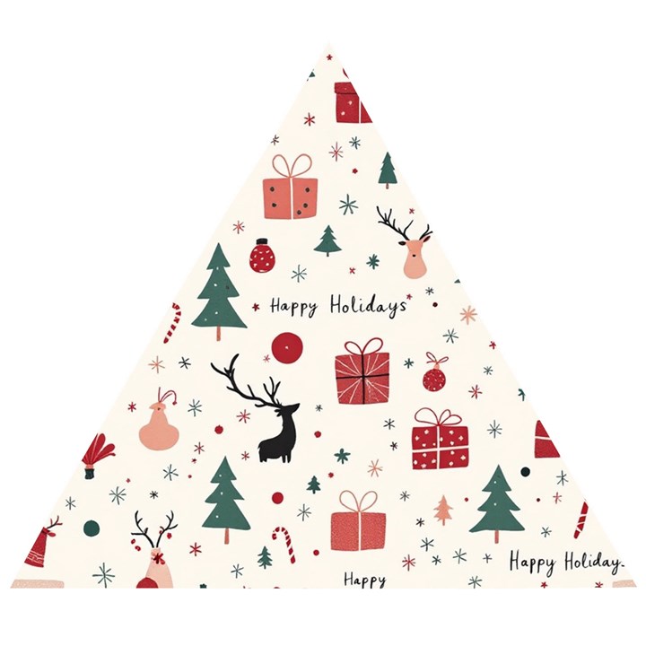 Happy Holiday Xmas Christmas Pattern Wooden Puzzle Triangle