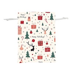 Happy Holiday Xmas Christmas Pattern Lightweight Drawstring Pouch (s)