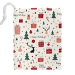 Happy Holiday Xmas Christmas Pattern Drawstring Pouch (4XL) Back